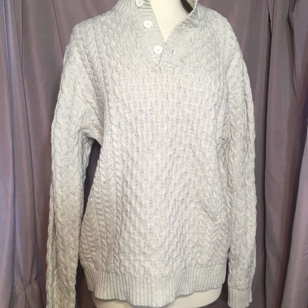 Sperry M Cabled Cotton Blend Sweater